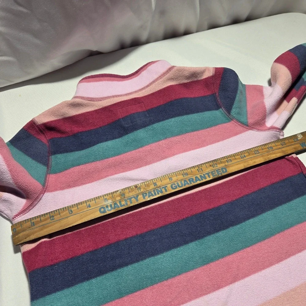 OshKosh Bgosh Girls Fleece Pullover Quarter Zip Striped Pink Purple Teal Size 12